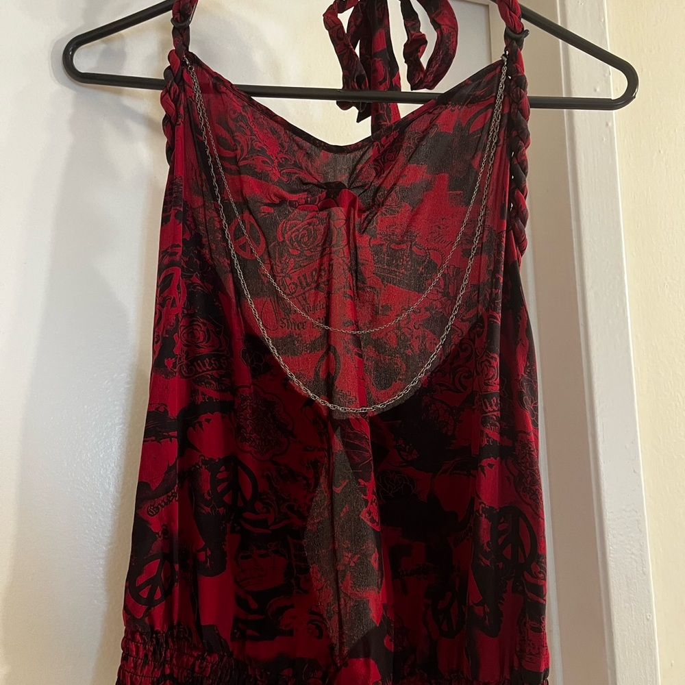 Guess Vintage Red & Black Halter Top